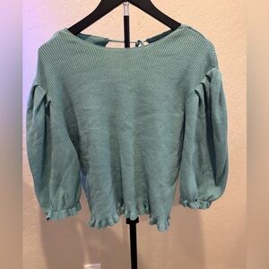Marc New York Aqua Ribbed Blouse